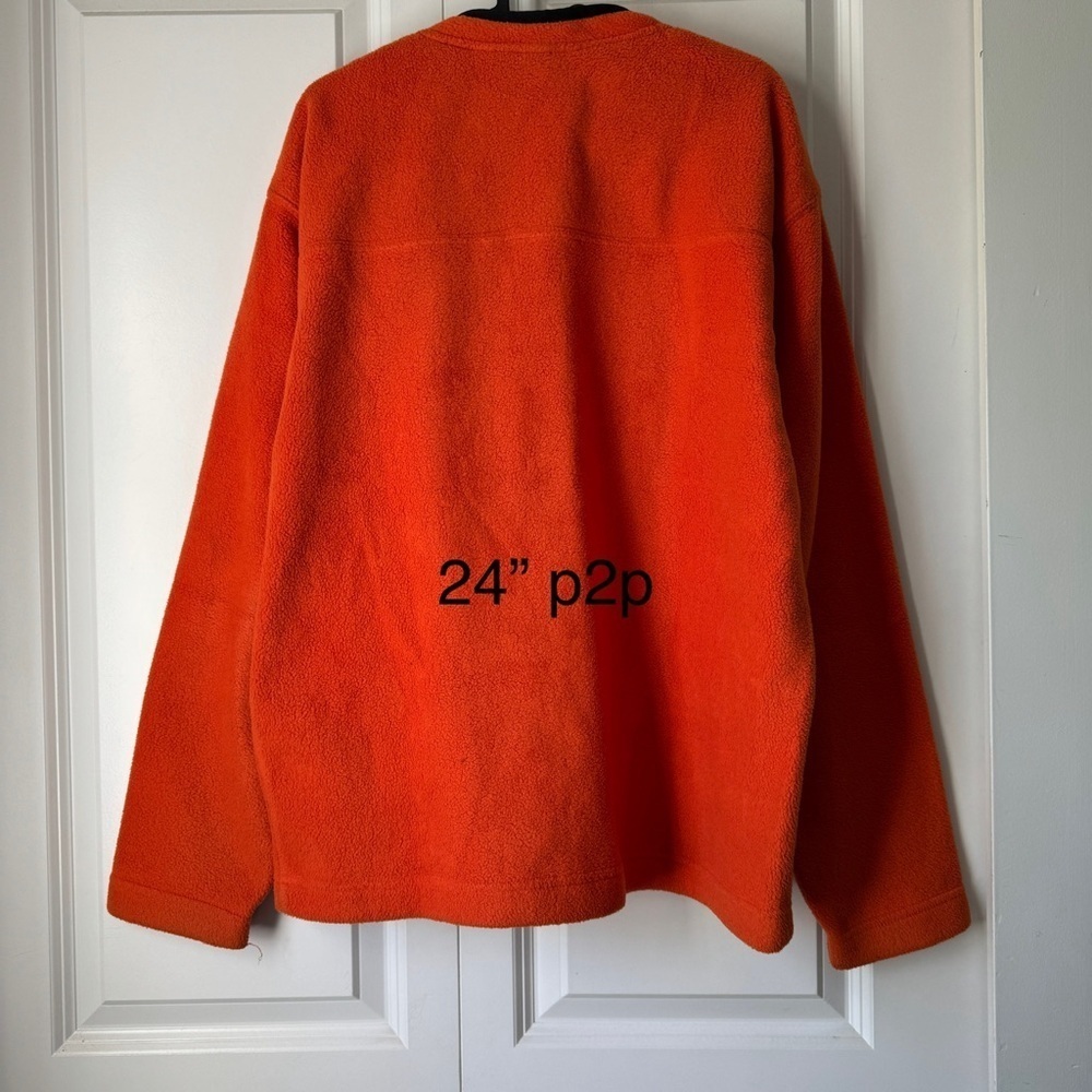 Gap Vintage 90s V-Neck orange Fleece Pullover - Picture 7 of 8